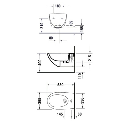 Подвесное биде Duravit Architec 2531150000