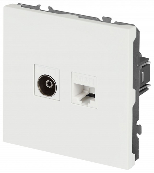 ТВ-розетка и розетка Ethernet RJ-45 без рамки Эра Galaxy Б0070790