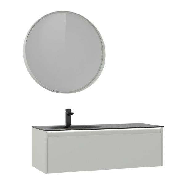 Тумба с раковиной Orka Lisbon 110 5001435 кашемировый матовый/темно-серый