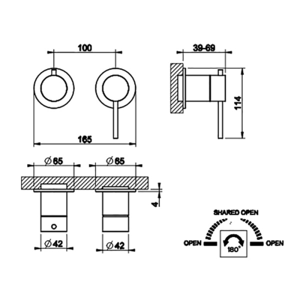 Смеситель для ванны Gessi 316 54077#299 черный матовый