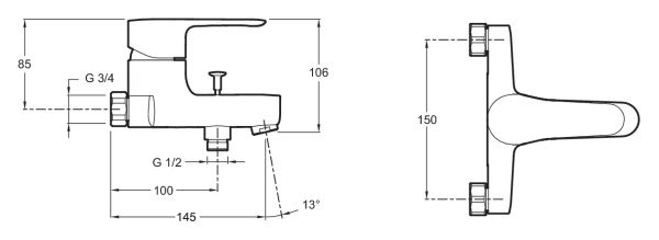 Смеситель для ванны Jacob Delafon JULY E16031-4-CP