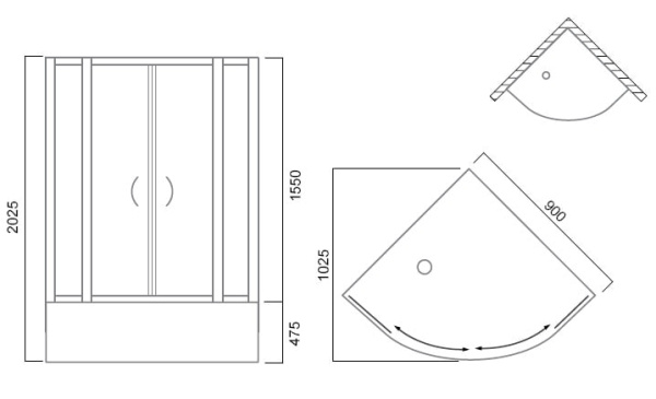 Душевой уголок AM.PM Sense Deep W75G-222A090WT