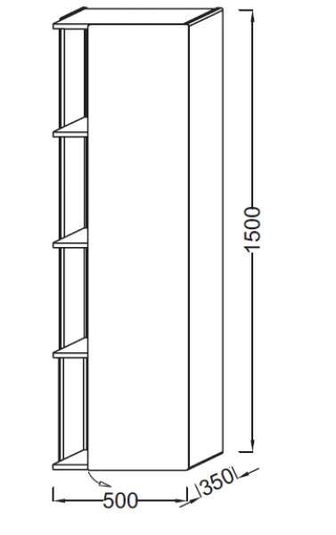 Шкаф-пенал 50 см Jacob Delafon Terrace EB1179D-M49 белый матовый