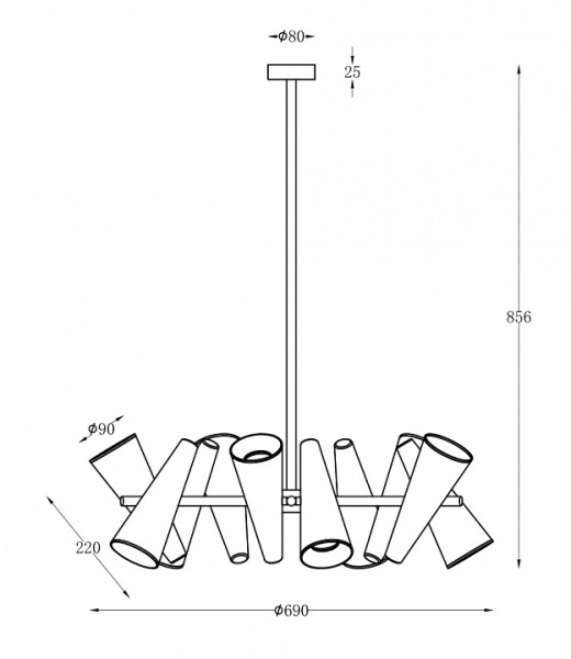 Люстра на штанге Maytoni Giro MOD095PL-10BS