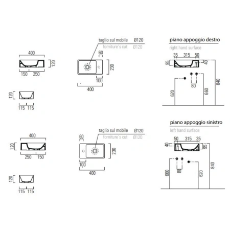Раковина 40x23 см GSI Kube X 9484011