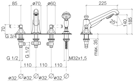 Смеситель для ванны Dornbracht Madison Flair 27502370-09