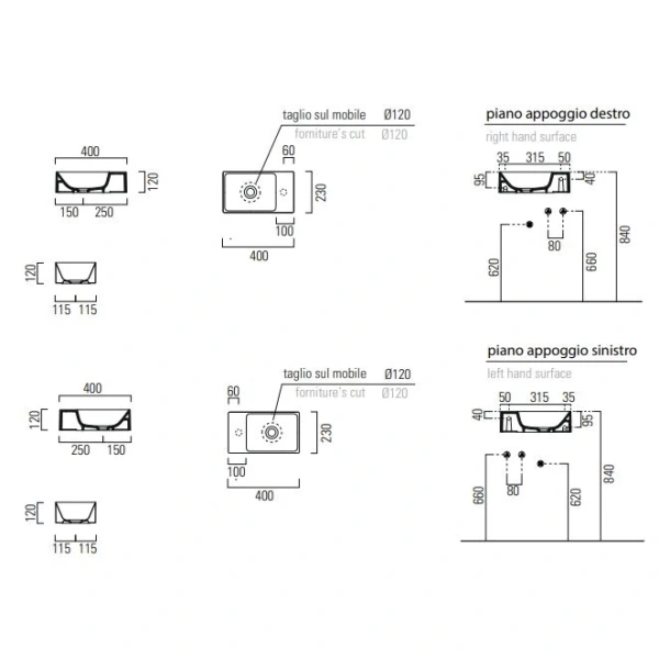 Раковина 40x23 см GSI Kube X 9484026