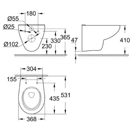 Унитаз подвесной Grohe Bau Ceramic 39427000 безободковый, альпийский белый