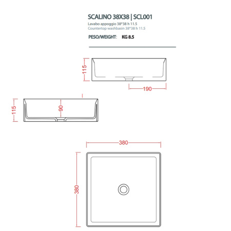 Раковина Artceram Scalino SCL001 15 00