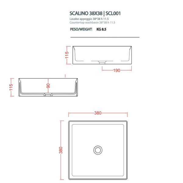 Раковина Artceram Scalino SCL001 15 00