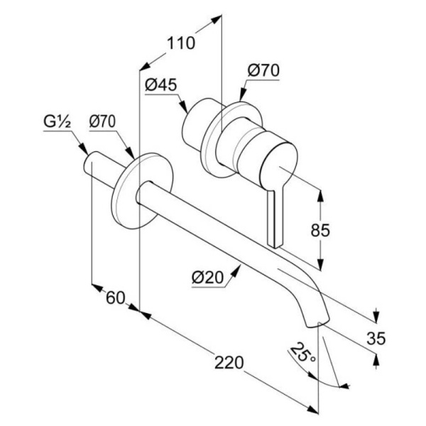 Термостатический смеситель для раковины Kludi Nova Fonte 202453915 черный матовый