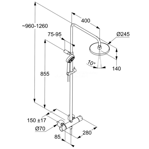 Душевая стойка Kludi Logo 6808239-00 черный матовый