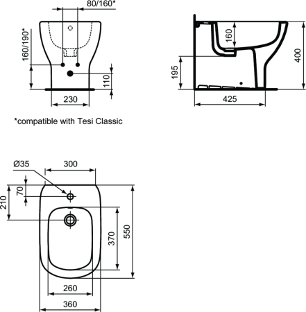Биде Ideal Standard Tesi T354001