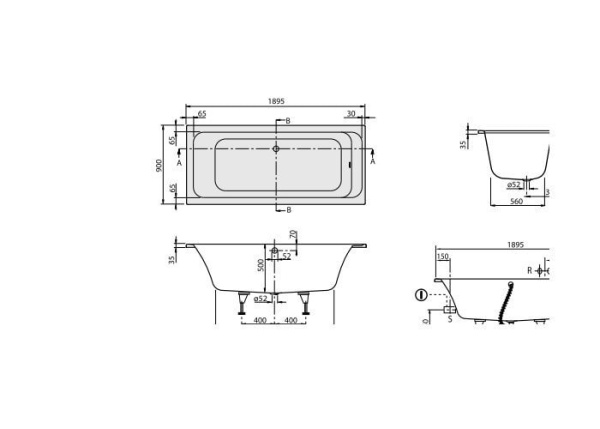 Акриловая ванна Villeroy&Boch Omnia architectura 190x90 UBA199ARA2V-01
