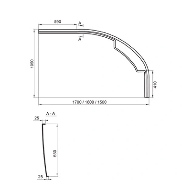 Передняя панель A Rosa II P 150 см Ravak CZJ1200A00