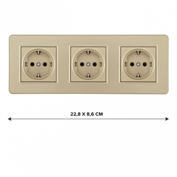 Розетка с заземлением и со шторкой Arte Milano SET16-3 SET16-3-40-1x3 shampan