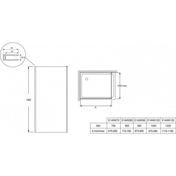 Душевая перегородка Jacob Delafon Serenity 90 E14WK90-GA