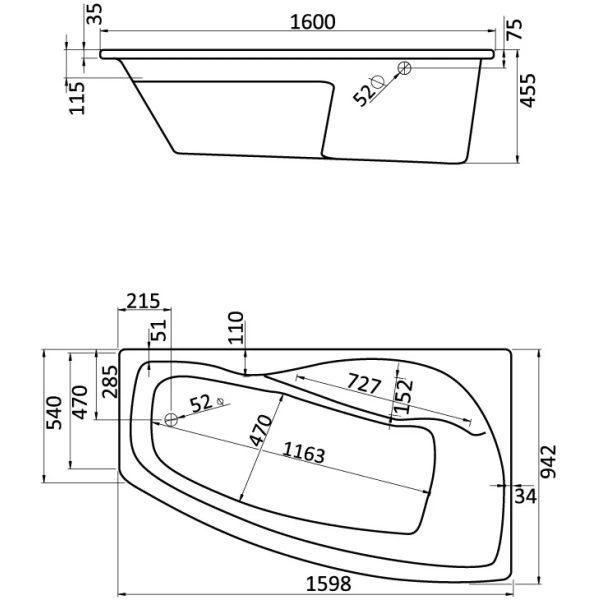 Акриловая ванна 160x95 см R Santek Майорка XL 1.WH11.1.990