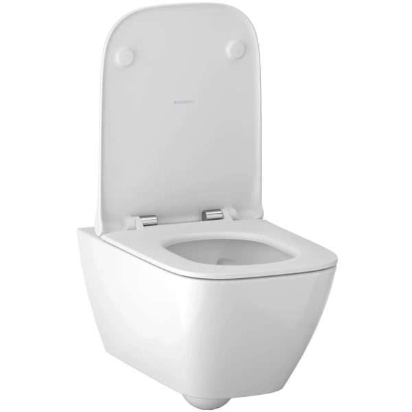 Унитаз подвесной Geberit Smyle Square 500.685.01.2 безободковый, с сиденьем микролифт, белый
