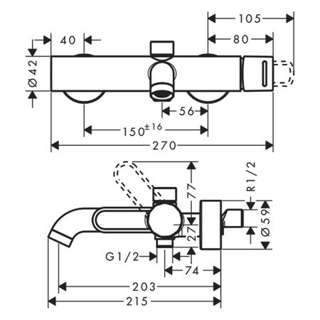 Смеситель для ванны Axor Uno 38421820 шлифованный никель