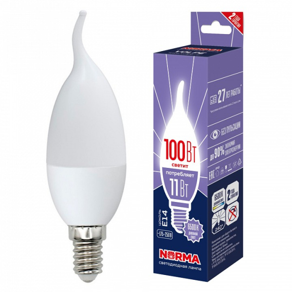 Лампа светодиодная Volpe LED-CW37 E14 11Вт 6500K UL-00010991