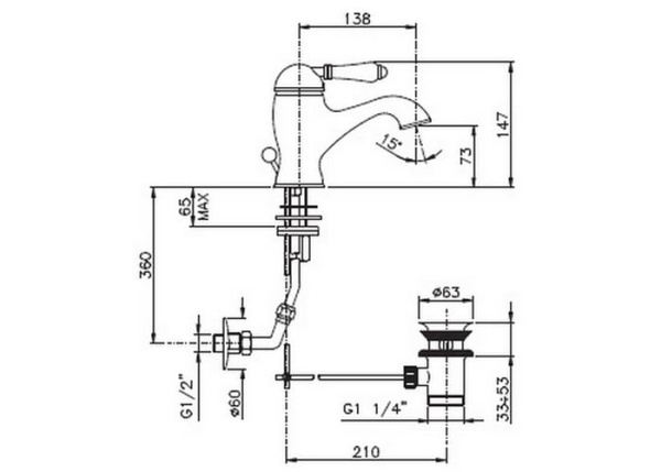 Смеситель для раковины Nicolazzi El Capitan 3402GO75