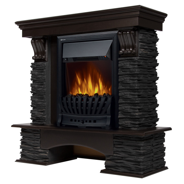 Портал Firelight Pietra Nuovo Classic камень сланец чёрный, шпон венге