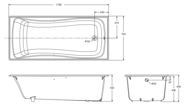 Чугунная ванна Jacob Delafon Bliss 170x75 E6D902-0