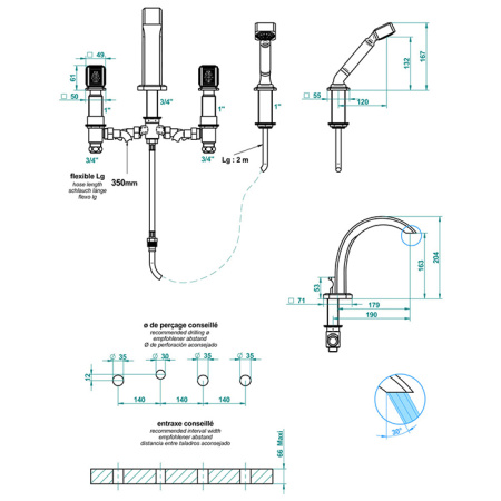 Смеситель для ванны THG Mtropolis cristal clair A2A.A02.112BG