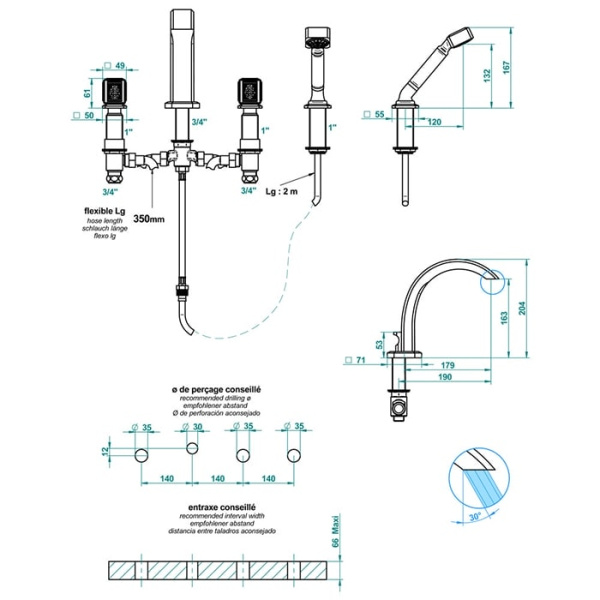 Смеситель для ванны THG Mtropolis cristal clair A2A.A02.112BG