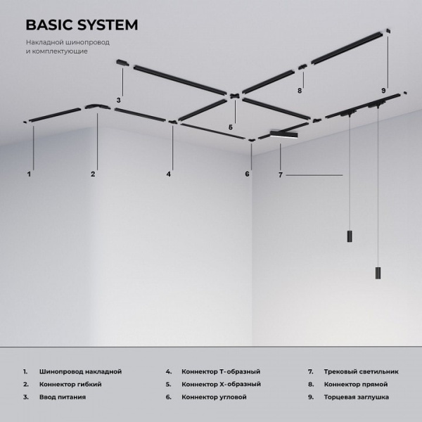 Соединитель угловой L-образный для треков встраиваемых Elektrostandard Basic System 85012/00