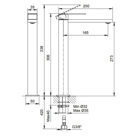 Смеситель для раковины Fantini Mint 34 93 F006WF сталь