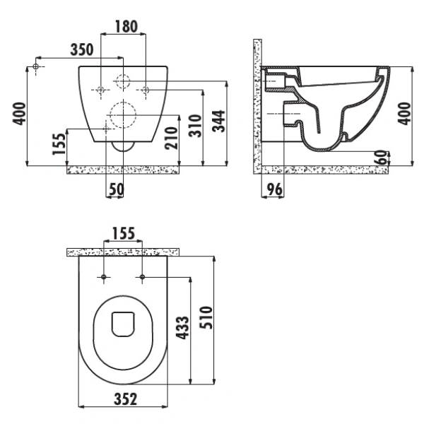 Унитаз подвесной Creavit Free FE320-00CB00E-0000 с функцией биде, белый