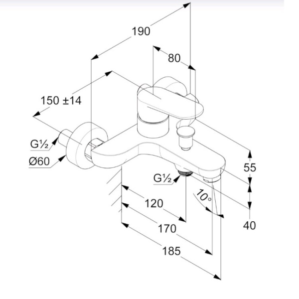 Смеситель для ванны для душа Kludi X1 326910575