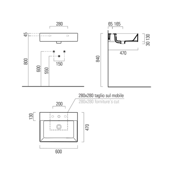 Раковина GSI Kube X 60 9431111