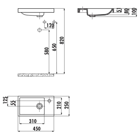 Раковина 45x25 см Creavit Trend TP025-00CB00E-0000