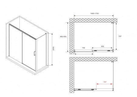 Душевой уголок Abber Komfort 170x90 AG93170-S92