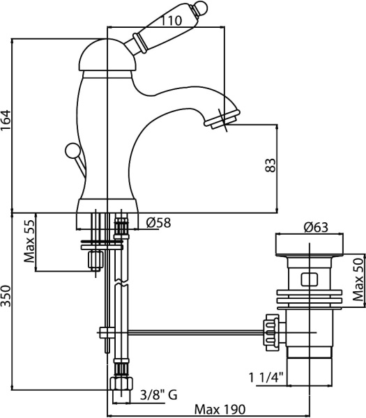 Смеситель для раковины Cezares Elite ELITE-LSM1-01-Bi