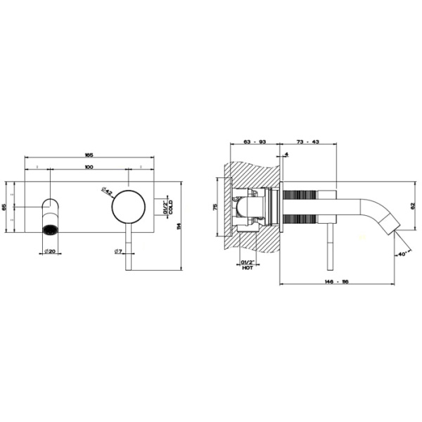 Смеситель для раковины Gessi 316 54488#239 нержавейка
