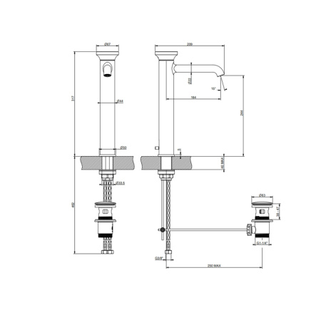 Смеситель для раковины Gessi Origini 66003#149 никель