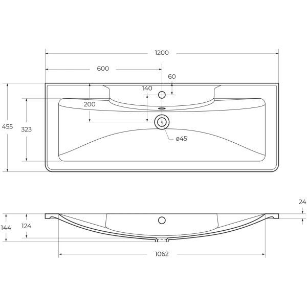 Раковина 120x45,5 см BelBagno Albano BB1200/455-LV-MR-ALR