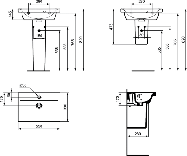 Раковина Ideal Standard Connect Space 55 (E136401)