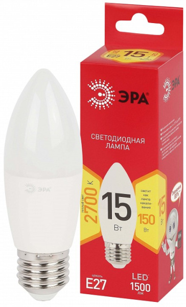 Лампа светодиодная Эра  E27 15Вт 2700K LED B35-15W-827-E27 R