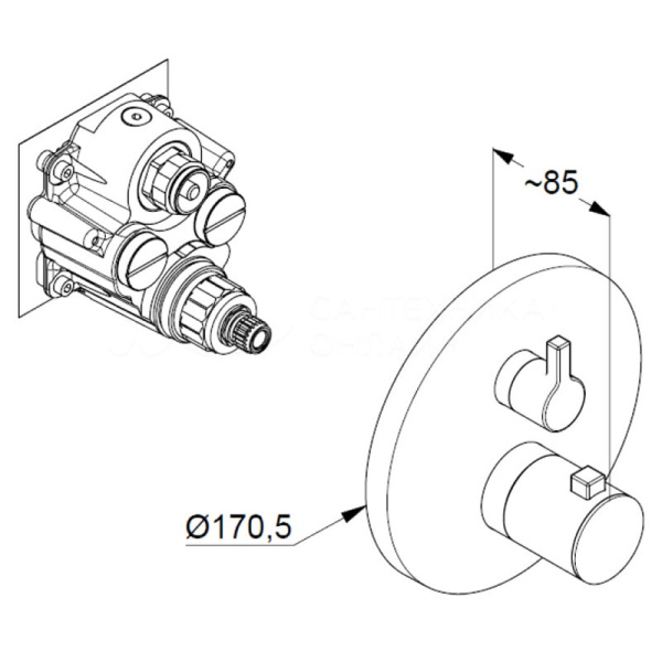 Термостатический смеситель для ванны и душа Kludi Nova Fonte 208303915 черный матовый