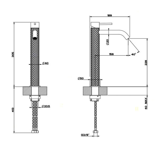 Смеситель для раковины Gessi 316 54106#239 нержавейка