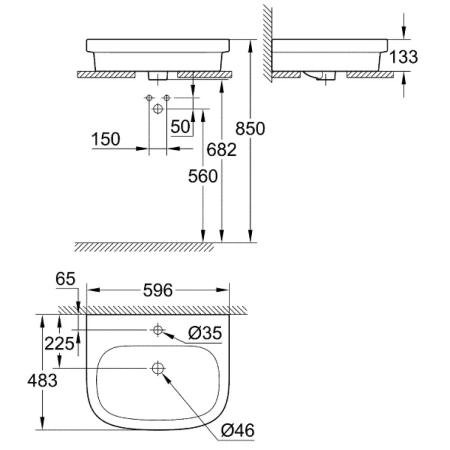 Раковина 59,6x48,3 см Grohe Euro Ceramic 3933700H