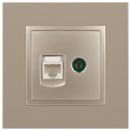 ТВ-розетка и розетка Ethernet RJ-45 без рамки Эра Эра Elegance 14-3110-04