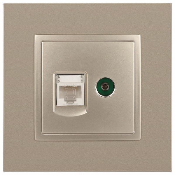 ТВ-розетка и розетка Ethernet RJ-45 без рамки Эра Эра Elegance 14-3110-04