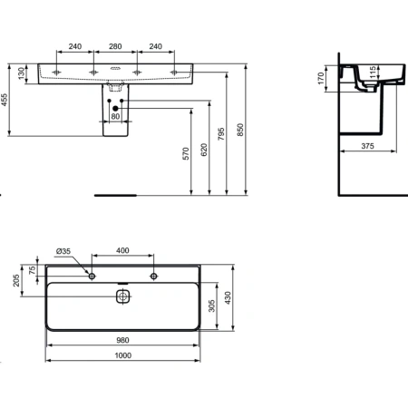 Раковина 100x43 см Ideal Standard Strada II T372401