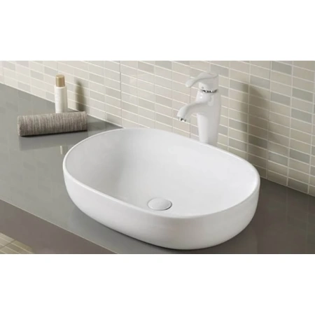 Раковина-чаша CeramaLux 9026A 60x41,5 см, накладная, белый